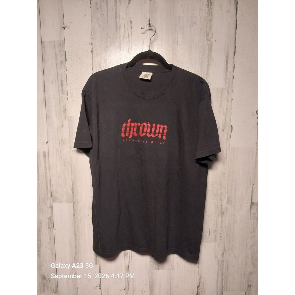 Thrown Excessive Guilt Red Blur Logo Tee Size Large Black Metal Band